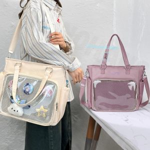 Large Ita Shoulder bag, Custom Ita Bag Backpack, Clear Display Pin Bag, Anime Gift for Girls, Back to School Gift, Daily Messenger Bag