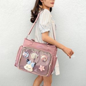 Large Ita Shoulder bag, Custom Ita Bag Backpack, Clear Display Pin Bag, Anime Gift for Girls, Back to School Gift, Daily Messenger Bag