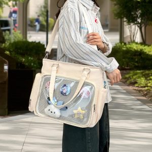 Large Ita Shoulder bag, Custom Ita Bag Backpack, Clear Display Pin Bag, Anime Gift for Girls, Back to School Gift, Daily Messenger Bag