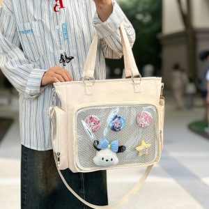 Large Ita Shoulder bag, Custom Ita Bag Backpack, Clear Display Pin Bag, Anime Gift for Girls, Back to School Gift, Daily Messenger Bag
