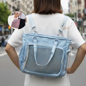 Large Multi-Way Tote Ita Bag– Custom Ita Bag, Transparent Pin Display Shoulder Bag, Travel & Everyday Bag, Nylon Backpack, Kawaii Ita Bag