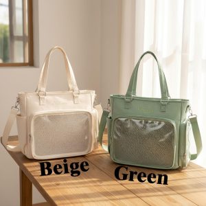 Large Multi-Way Tote Ita Bag– Custom Ita Bag, Transparent Pin Display Shoulder Bag, Travel & Everyday Bag, Nylon Backpack, Kawaii Ita Bag