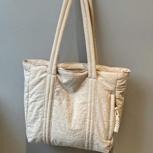 Large Nylon Shoulder Bag for Women – Soft Zipper Tote for Daily Use, Work & Shopping