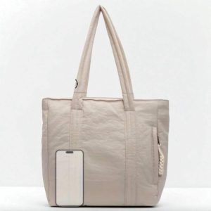 Large Nylon Shoulder Bag for Women – Soft Zipper Tote for Daily Use, Work & Shopping