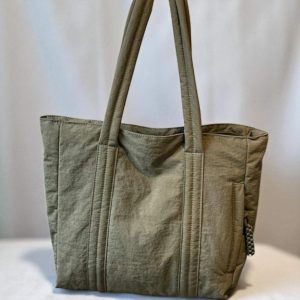 Large Nylon Shoulder Bag for Women – Soft Zipper Tote for Daily Use, Work & Shopping