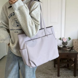 Large Nylon Tote Bag – Big Capacity, Lightweight Travel Tote, Personalized Work Bag, Shopping Bag, For Women, Durable Everyday Bag