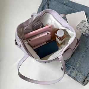 Large Nylon Tote Bag – Big Capacity, Lightweight Travel Tote, Personalized Work Bag, Shopping Bag, For Women, Durable Everyday Bag