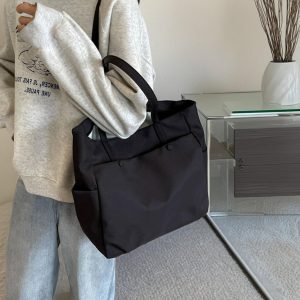 Large Nylon Tote Bag – Big Capacity, Lightweight Travel Tote, Personalized Work Bag, Shopping Bag, For Women, Durable Everyday Bag