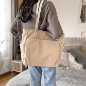 Large Nylon Tote Bag – Big Capacity, Lightweight Travel Tote, Personalized Work Bag, Shopping Bag, For Women, Durable Everyday Bag