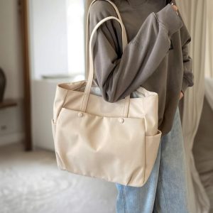 Large Nylon Tote Bag – Big Capacity, Lightweight Travel Tote, Personalized Work Bag, Shopping Bag, For Women, Durable Everyday Bag