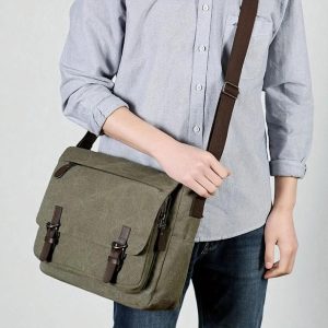 Large Retro Canvas Travel Bag: Multi-Pocket Men’s Shoulder Satchel