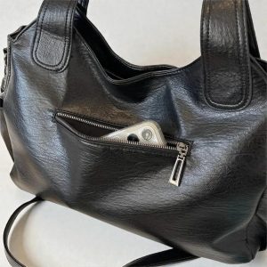 Large Vegan Leather Tote Bag – Soft Women’s Shoulder Handbag & Crossbody Purse