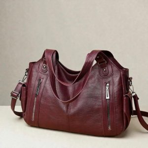 Large Vegan Leather Tote Bag – Soft Women’s Shoulder Handbag & Crossbody Purse