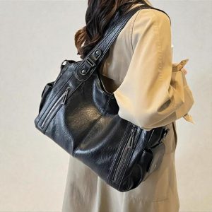 Large Vegan Leather Tote Bag – Soft Women’s Shoulder Handbag & Crossbody Purse