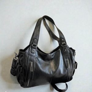 Large Vegan Leather Tote Bag – Soft Women’s Shoulder Handbag & Crossbody Purse