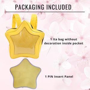 Large Yellow Star ITA backpack, kawaii star bag, ita backpack, enamel pin ita bag, PU leather ita bag, cosplay bag, anime convention ita bag