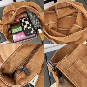 Large Zippered Crossbody Bag, Personalized Canvas Shoulder Bag, Lightweight Shoulder Tote,  Travel Messenger Bag, Perfect for School