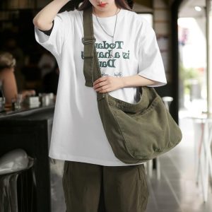 Large Zippered Crossbody Bag, Personalized Canvas Shoulder Bag, Lightweight Shoulder Tote,  Travel Messenger Bag, Perfect for School