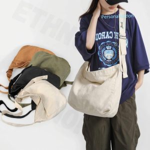 Large Zippered Crossbody Bag, Personalized Canvas Shoulder Bag, Lightweight Shoulder Tote,  Travel Messenger Bag, Perfect for School