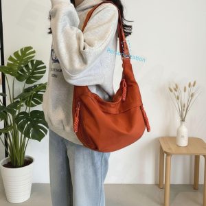 Lightweight Nylon Crossbody Bag, Personalized Bag, Unisex High Capacity Shoulder Bag, Minimalist Travel Purse With Zipper,Dumpling Handbag