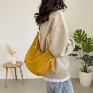 Lightweight Nylon Crossbody Bag, Personalized Bag, Unisex High Capacity Shoulder Bag, Minimalist Travel Purse With Zipper,Dumpling Handbag