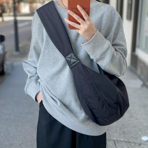 Lightweight Travel Tote, Personalized Nylon Crossbody Shoulder Bag –  Large Shoulder Bag for Women & Students, Pleated Nylon Crossbody Tote