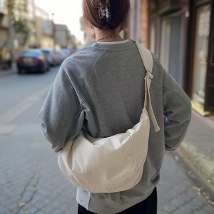 Lightweight Travel Tote, Personalized Nylon Crossbody Shoulder Bag –  Large Shoulder Bag for Women & Students, Pleated Nylon Crossbody Tote