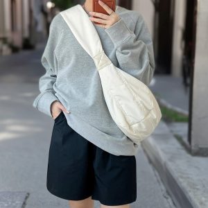 Lightweight Travel Tote, Personalized Nylon Crossbody Shoulder Bag –  Large Shoulder Bag for Women & Students, Pleated Nylon Crossbody Tote