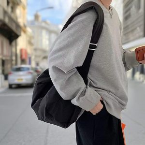 Lightweight Travel Tote, Personalized Nylon Crossbody Shoulder Bag –  Large Shoulder Bag for Women & Students, Pleated Nylon Crossbody Tote