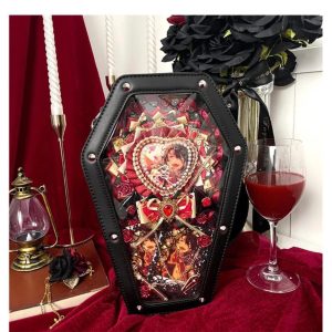 Lolita Coffin Ita Bag – Japanese Gothic Halloween Sweet Lolita Crossbody Small Capacity Baby Rivet Messenger Bag
