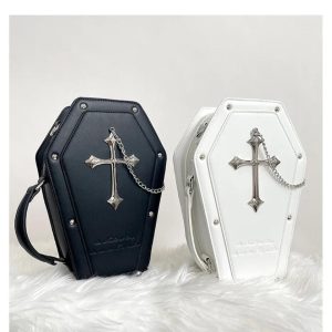 Lolita Coffin Ita Bag – Japanese Gothic Halloween Sweet Lolita Crossbody Small Capacity Baby Rivet Messenger Bag