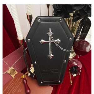 Lolita Coffin Ita Bag – Japanese Gothic Halloween Sweet Lolita Crossbody Small Capacity Baby Rivet Messenger Bag