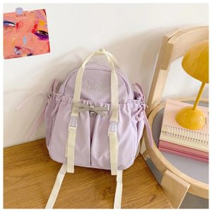 Lolita Ita Bag for Women | 2-in-1 Detachable Backpack & Crossbody | Nylon DIY Anime Badge Bag | Fashion Harajuku Commute Bag