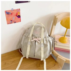 Lolita Ita Bag for Women | 2-in-1 Detachable Backpack & Crossbody | Nylon DIY Anime Badge Bag | Fashion Harajuku Commute Bag
