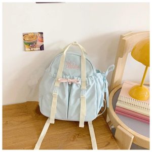 Lolita Ita Bag for Women | 2-in-1 Detachable Backpack & Crossbody | Nylon DIY Anime Badge Bag | Fashion Harajuku Commute Bag