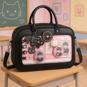Lolita Ita Bag – Kawaii Large Capacity Transparent Crossbody Shoulder Bag for Anime Pins & Charms