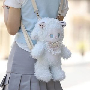 Lolita Sheep Plush Backpack Cute Kawaii Crossbody Soft Animal Bag Women