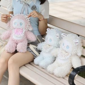Lolita Sheep Plush Backpack Cute Kawaii Crossbody Soft Animal Bag Women