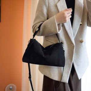 Matte Leather Handbag, Women Minimalist Crossbody, Black Leather Shoulder Bag, Women Gift Idea, Women's Elegant Wallet, Minimalist Purse