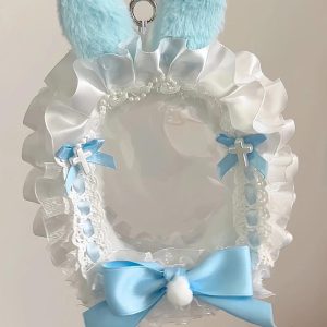 Mini Doll Ita Bag 10cm Display Case | Transparent PVC Keychain Bag | Cute Lace Anime Storage for Small Dolls