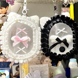 Mini Doll Ita Bag 10cm Display Case | Transparent PVC Keychain Bag | Cute Lace Anime Storage for Small Dolls