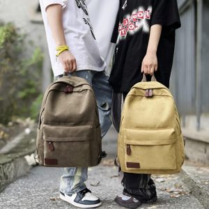 Minimalist Canvas Backpack, Personalized Lightweight School Bag for Teens, Casual Daypack with Side Pockets for Work, Travel & Daily Use