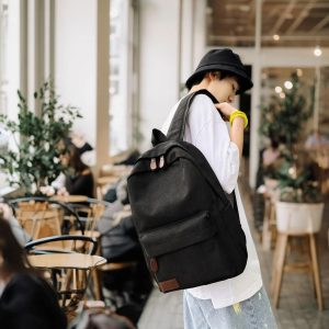 Minimalist Canvas Backpack, Personalized Lightweight School Bag for Teens, Casual Daypack with Side Pockets for Work, Travel & Daily Use