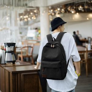 Minimalist Canvas Backpack, Personalized Lightweight School Bag for Teens, Casual Daypack with Side Pockets for Work, Travel & Daily Use