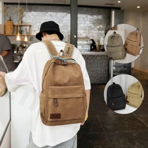 Minimalist Canvas Backpack, Personalized Lightweight School Bag for Teens, Casual Daypack with Side Pockets for Work, Travel & Daily Use