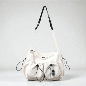 Nylon Shoulder Crossbody Bag: Unisex Large Student Messenger Satchel