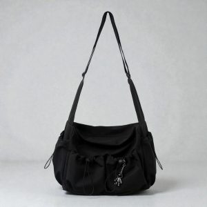 Nylon Shoulder Crossbody Bag: Unisex Large Student Messenger Satchel