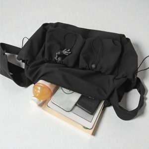 Nylon Shoulder Crossbody Bag: Unisex Large Student Messenger Satchel