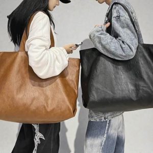 Oversized Lightweight Tote Bag – Soft Leather Shoulder Purse, Large Capacity Unisex