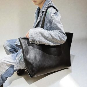 Oversized Lightweight Tote Bag – Soft Leather Shoulder Purse, Large Capacity Unisex